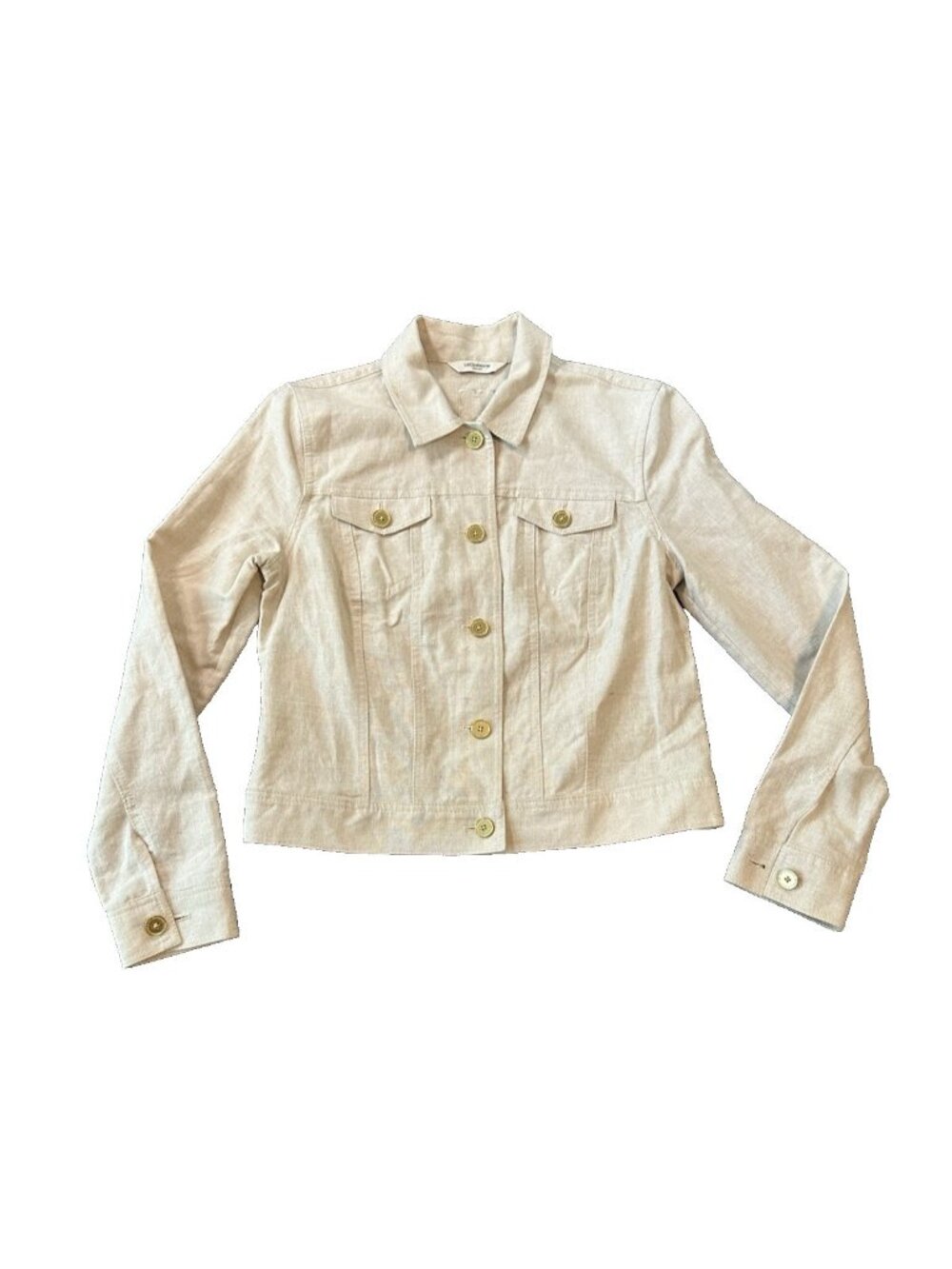 Liz Claiborne Linen Blend Womens Jacket Petite 4 Cream Ivory Heritage Minimalist